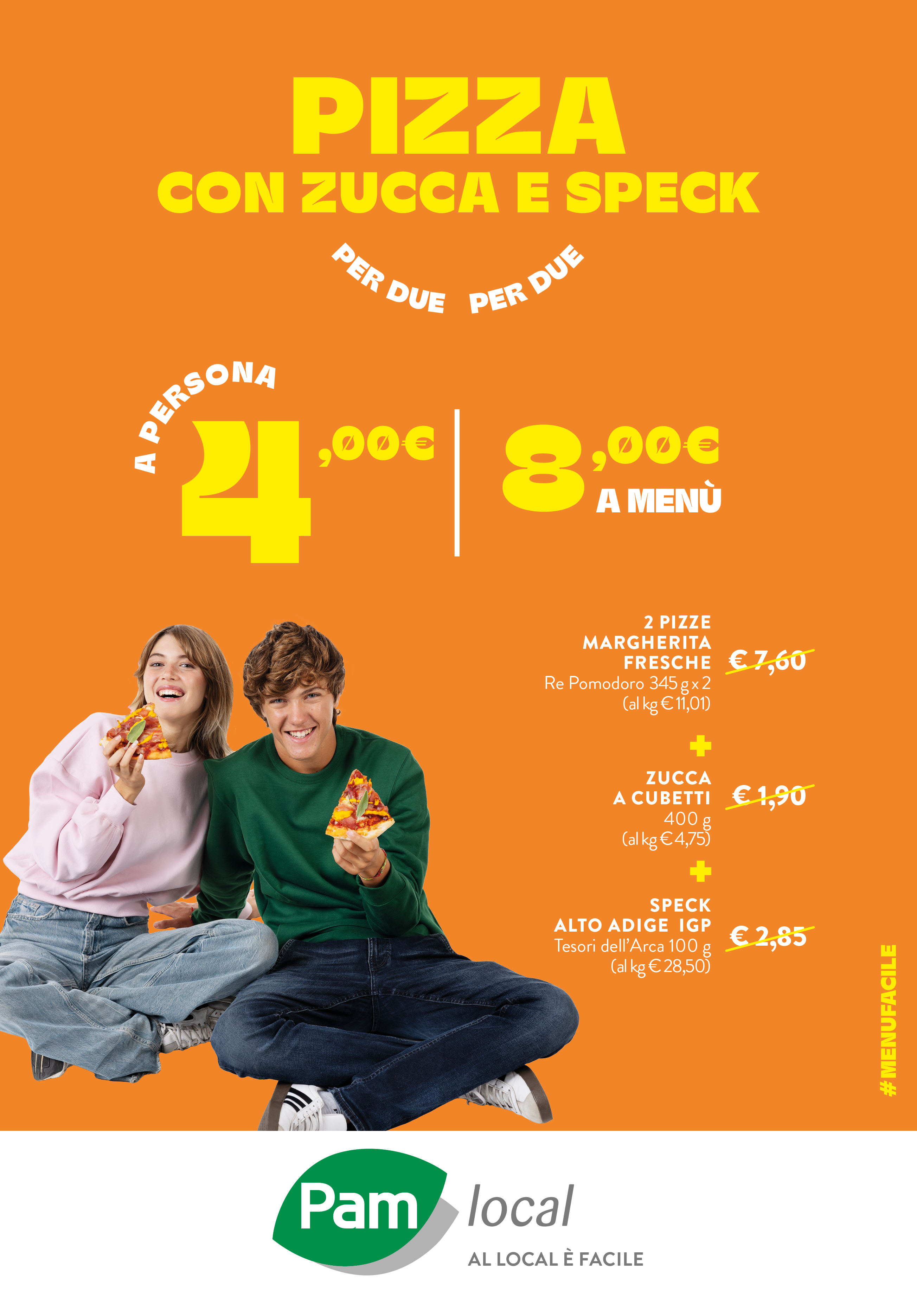 Pizza con zucca e speck per due