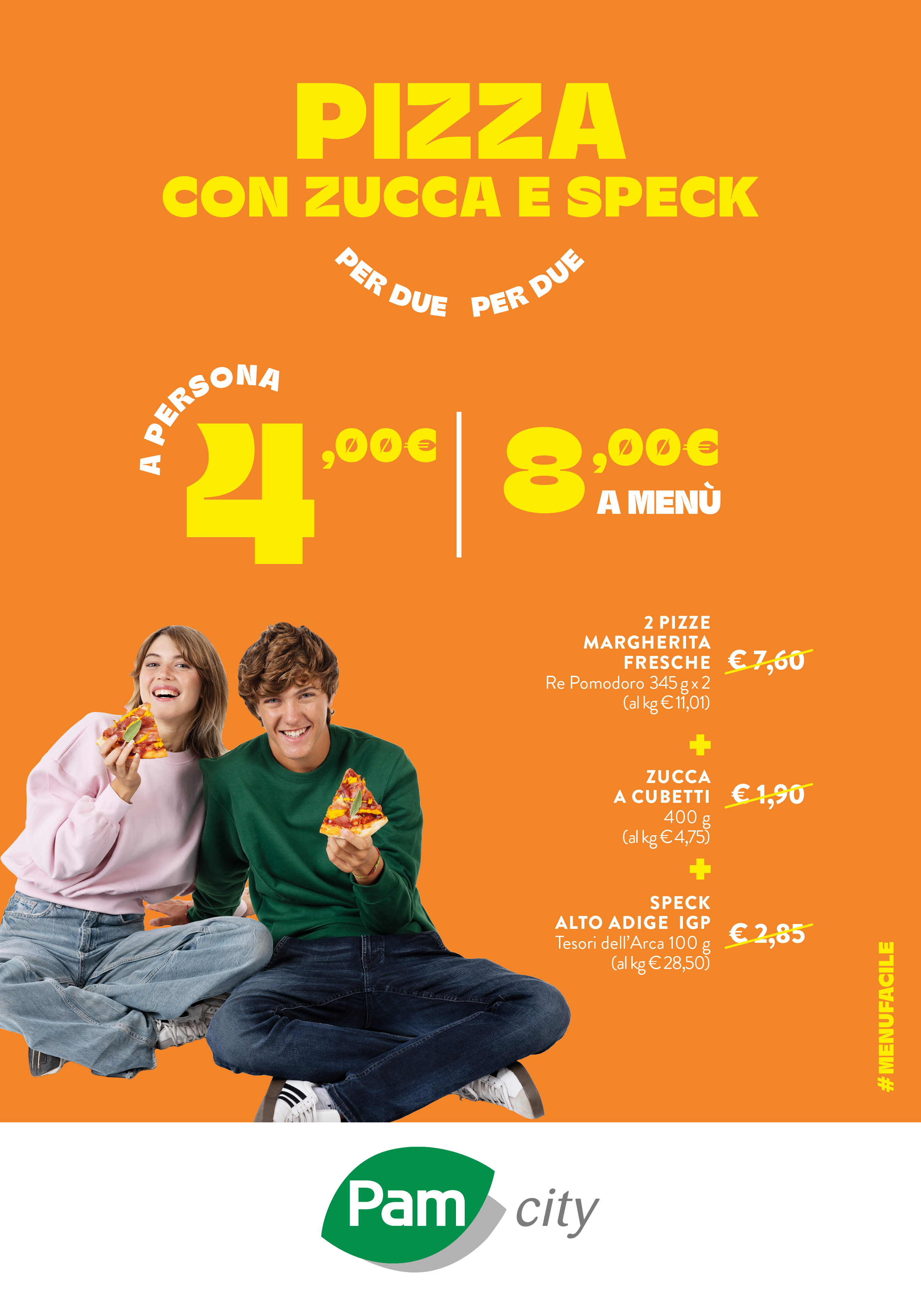 Pizza con zucca e speck per due