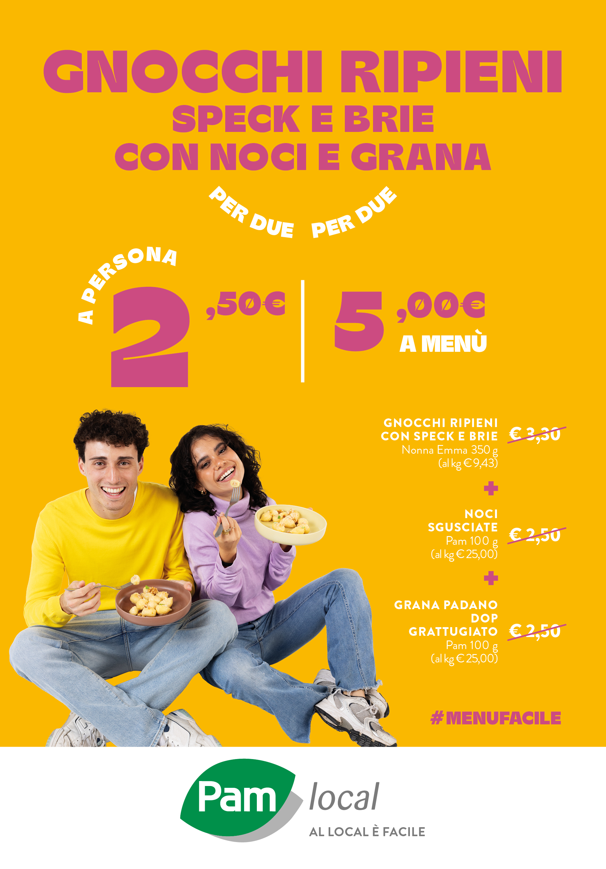 Gnocchi ripieni speck e brie con noci e grana