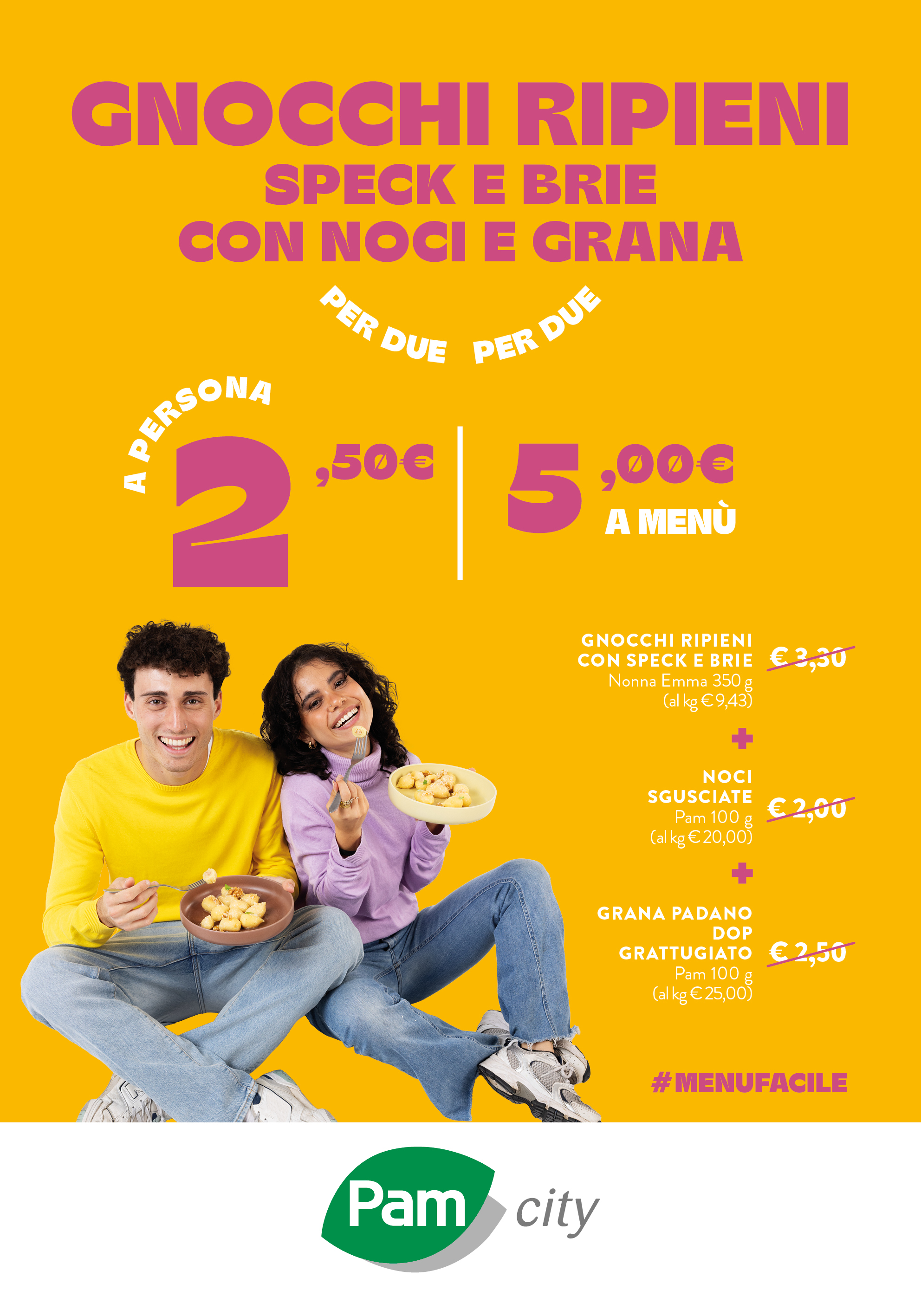 Gnocchi ripieni speck e brie con noci e grana