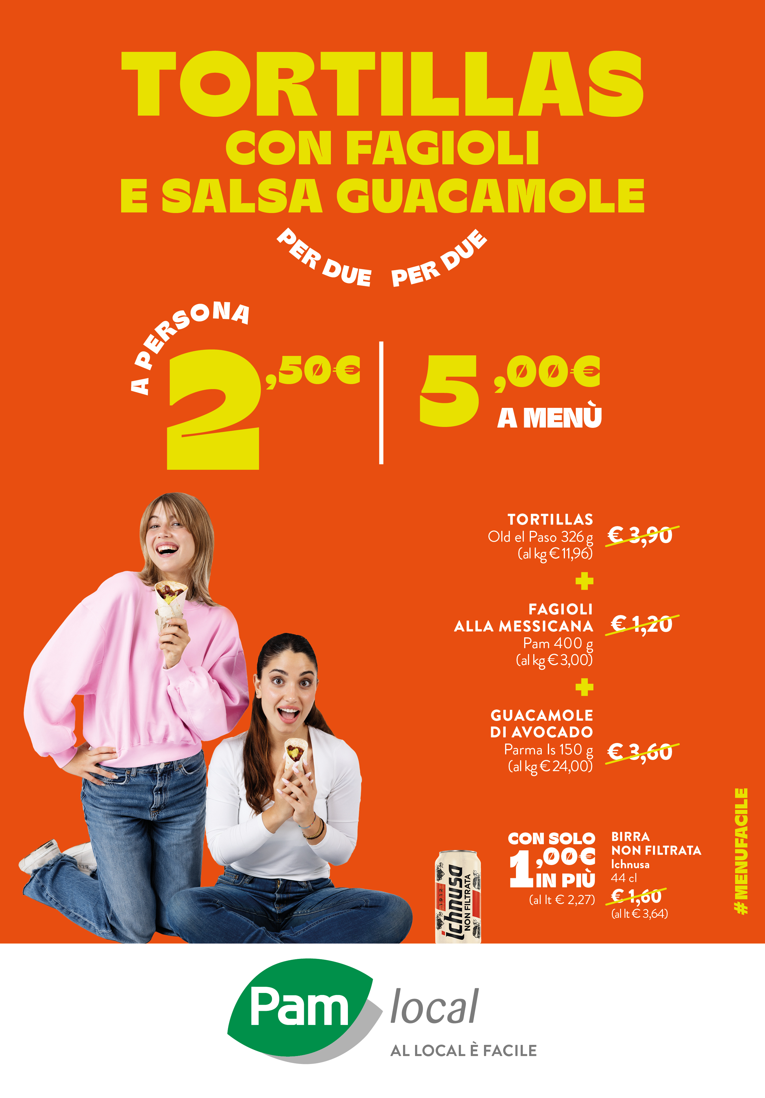 Tortillas con fagioli e salsa guacamole